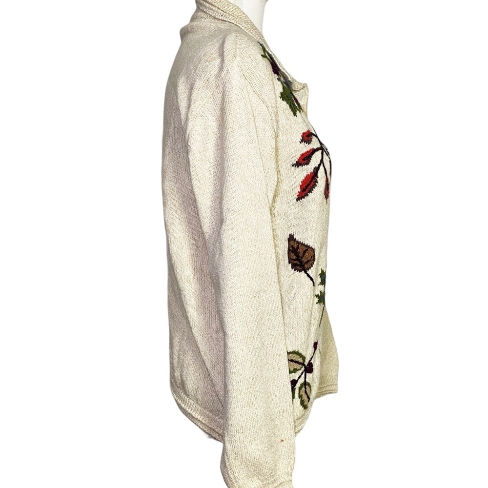 Alfred Dunner Cream Cardigan with Leaf Motif - Picture 3 of 15